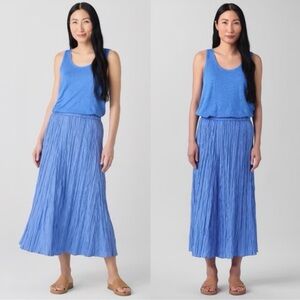 NWT Eileen Fisher A-Line Crinkled 100% Silk Midi Skirt Sz PM